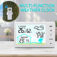 Digital Wireless Thermometer Hygrometer Indoor Outdoor High Precision Large LCD Backlight Clock Calendar