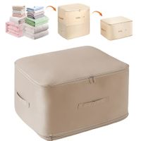 Ultra Space Saving Compression Organiser Heavy Duty Moving Bags Storage Tote for Comforters Clothes Blankets Bedding with Zipper(Beige-L)