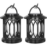 Solar Lanterns Outdoor Waterproof,Bright Hanging Solar Lights for Outside,Solar Powered Lanterns Lighting LED for Garden Patio Yard Decorative 2 Pack (Warm Light)