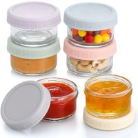 Salad Dressing Container To Go,Glass Small Condiment with Lids,Dipping Sauce Cups Set,Leakproof Reusable for Lunch Box Work Trip,6 Pack