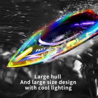 High Speed RC Boat 30+ MPH Fast Remote Control Boat  Rechargeable Battery Storage Package 2.4GHz Electric Boats with LED Lights for Pool Lake