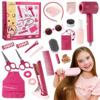 Hairdressing Set For Children,22 Pcs Beauty Set For Hairdressing And Cosmetics,Fashion Barber Game,Hairdressing Role Play For Kids 3+ Years