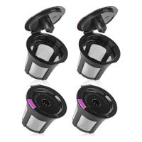 4Pcs Reusable K Cups, Refillable K Cup Coffee Pods, Compatible with Keurig Brewers, Black