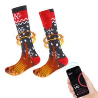 Rechargeable Heated Socks for Men Women Washable Electric Thermal Warming Socks with APP Remote Control for Winter Biking Skiing Outdoors Fishing Camping (Red)