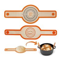 Silicone Bread Sling for Dutch Oven, Non-Stick and Easy to Clean Bread Baking Mat Set, 2 Pcs Reusable Bread Sling with Long Handle to Transfer Sourdough