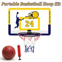 Portable Basketball Hoop Toys Kit Foldable Indoor Home Basketball Fans Sports Game Toy Set Color Yellow