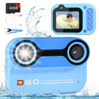 10FT Underwater Camera,Kids Waterproof Camera,1080P Video Camera for Snorkeling,Christmas Birthday Gifts Pool Toys for Boys Ages 3+,Toddler Digital Action Camera with 32GB Card (Blue)