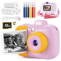 Kids Camera Instant Print for Girls Boys,12MP 1080P Kids Digital Cameras Christmas Birthday Gifts for Age3+,Camera Toys (Pink)