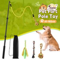 Dog Cat Toy Pet Play Interactive Flirt Pole Puppy Wand Retractable Training Exercise Tug Equipment Durable Teaser Chase Stick