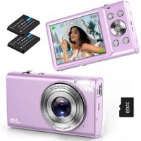 Digital Camera,Autofocus UHD 4K Vlogging Camera with 32GB Card,48MP 16X Digital Zoom Digital Camera,Anti-Shake Portable Compact Point Shoot Camera (Purple)