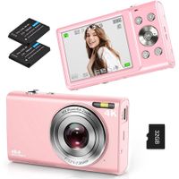 Digital Camera,Autofocus UHD 4K Vlogging Camera with 32GB Card,48MP 16X Digital Zoom Digital Camera,Anti-Shake Portable Compact Point Shoot Camera (Pink)