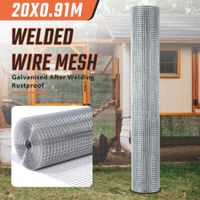 Welded Wire Mesh Fence Roll 20m Hardware Cloth Galvanised Chicken Coop Fencing Rabbit Cage Gopher Tree Guard Enclosure