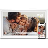 Large WiFi Digital Picture Frame 32GB 15.6 Inch 1920x1080 HD IPS Touchscreen Auto-Rotate for Family Friends White