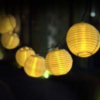 20 LED Solar Red Paper Lantern String Lights 5m Fabric Festivals Wedding New Year Spring Festival Christmas Party Decorations 8 Modes Warm White