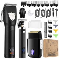 Hair Clippers for Men Professional Cordless Beard Trimmer Electric Shavers Barber Kit(Black)