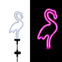 Solar Neon Flamingo Garden Stake Lights Outdoor Pathway Lawn Patio Yard Walkway  Party Lighting