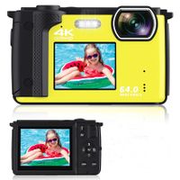 Digital Camera with WiFi 4K 64MP Compact Dual Screen Camera 2.8 inch Ultra HD Screen YouTube Video Recording Camera 16x Digital Zoom (Yellow)