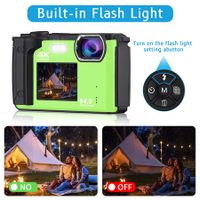 Digital Camera with WiFi 4K 64MP Compact Dual Screen Camera 2.8 inch Ultra HD Screen YouTube Video Recording Camera 16x Digital Zoom (Green)