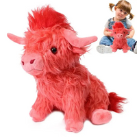 25cm Highland Cow Plush Toy Animal Doll Soft Stuffed Girls Boys Gift Toy Color Red