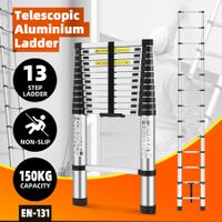 3.8m Telescopic Step Ladder Aluminium Extension Portable Extendable Lightweight Stairs for Roof Ceiling Household Warehouse