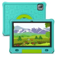 10.1 Inch Kids Tablet with GB RAM 64GB ROM Android 12 1280x800 IPS HD Touch Screen Parental Control Pre-Installed Apps Educational Learning Tablet Case(Green-USB Adapter Not Included)