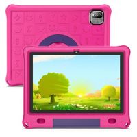 10.1 Inch Kids Tablet with 3GB RAM 64GB ROM Android 12 1280x800 IPS HD Touch Screen Parental Control Pre-Installed Apps Educational Learning Tablet Case(Pink-USB Adapter Not Included)