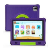 10.1 Inch Kids Tablet with 3GB RAM 64GB ROM Android 12 1280x800 IPS HD Touch Screen Parental Control Pre-Installed Apps Educational Learning Tablet Case(Purple-USB Adapter Not Included)