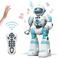 Robot Toys for Kids, Remote Control Robot with Record Voice and Gesture Sensing Control, Programmable Music Dancing Functions (Blue and White )