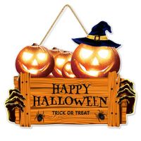 Halloween Pumpkin Hanging Sign Spooky Front Door Welcome Sign Wall Sign Plaque for Indoor Outdoor Decor Home Yard Decorative Signs