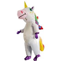 Inflatable Costume, Full Body Riding a Unicorn Blow Up Costume for Halloween Inflatables Party, Suitable for Height 150-190 CM (White)