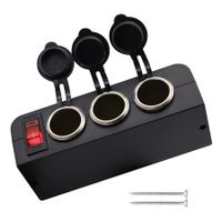 3 Socket Cigarette Light Splitter with LED On or Off Switch, Total Output 16a 12V or 24V Power Adapter