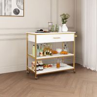 Kitchen Island Trolley Bar Cart Wine Rack Portable Drinks Holder Coffee Tea Serving Rolling Utility Storage Drawer Shelf Organizer on Wheels