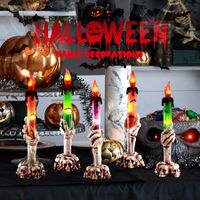 5 Pack Skeleton Hands Hold Lighted Candle Stakes, Halloween Garden Stake Lights Waterproof Battery Operated with Timer