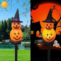 2Packs Halloween Decorations Solar Power Snowman Pumpkin Light  Outdoor Atmosphere Decoration Light Courtyard Warm Light