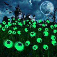 2Packs 8LEDs Halloween Decorations Solar Power Eyeball Lights Swaying Wind Waterproof Solar Halloween Outdoor Lights Garden Yard Haunting House COL.Green