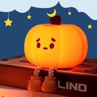 Cute Pumpkin Silicone Night Light, Colorful, Dimmable, Rechargeable, Nursery Lamp for Halloween, Breastfeeding, Room Decoration,