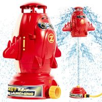 Water Rocket Launcher Sprinkler for Kids,Outdoor Water Toys,Summer Backyard Outside Game for Yard Lawn,Birthday for Toddlers Boys Girls,Age3+,Red