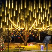 Solar Meteor Shower Lights 10 Tubes 30cm 6.6m  Remote Waterproof String Lights Party Wedding Tree Halloween Christmas Outdoor Decorations Col.Blue