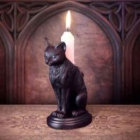 Halloween Gothic Figurine Holder Black Resin Candle Holder Stand, Occult Dark Gothic Home Decor (Cat)