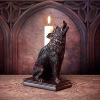 Halloween Gothic Figurine Holder Black Resin Candle Holder Stand, Occult Dark Gothic Home Decor (Wolf)