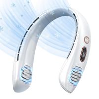 Portable Bladeless Fan, LED Display, Wearable Personal Fan, 3 Speeds, Hands Free Neck Fans for Travel, Outdoor, Camping (White)