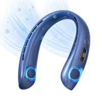 Portable Bladeless Fan, LED Display, Wearable Personal Fan, 3 Speeds, Hands Free Neck Fans for Travel, Outdoor, Camping (Blue)