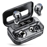 Bluetooth 5.3 Wireless Earbuds LED Display 128H Playtime ENC Noise Cancelling IP7 Waterproof In-Ear Headphones for ios Android-Black