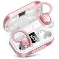 Wireless Earbuds V5.3 Bluetooth 120H Playtime Mini IPX7 Waterproof Deep Bass Over-Ear Earphones for Running Sports-Pink