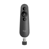 R500s Laser Presentation Remote Clicker with Dual Connectivity Bluetooth or USB for Powerpoint, Keynote, Google Slides, Wireless Presenter, Black, Class 1 Laser