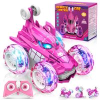 Remote Control Stunt Car 360 Degree Rotating Electric RC 2.4GHz Sound Light Toy for Kids Gifts Color Pink