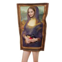 Paintings Costume Mona Lisa  Halloween  Men Women Funny Cerative Dress up Halloween Christmas Party Costume Universal Fit