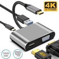 USB C to HDMI VGA Adapter for Monitor, USBC Laptop Docking Station Dual Monitor Dongle MacBook, USB-C Hub Powered Mac, USB 3.0 to USB C Adapter Cable with Fast Charging Chromebook, Type C Dock