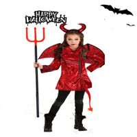 135-145cm Girl  Devil Costume  Devil Jacket Outfit Horn headwear Wings Dress up Halloween Christmas Party Costume