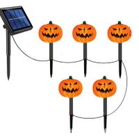 Solar Powered Pumpkin Pathway Markers Lights Set of Resin Pumpkin Garden Stakes for Home Yard Lawn Patio Walkway Halloween Decor